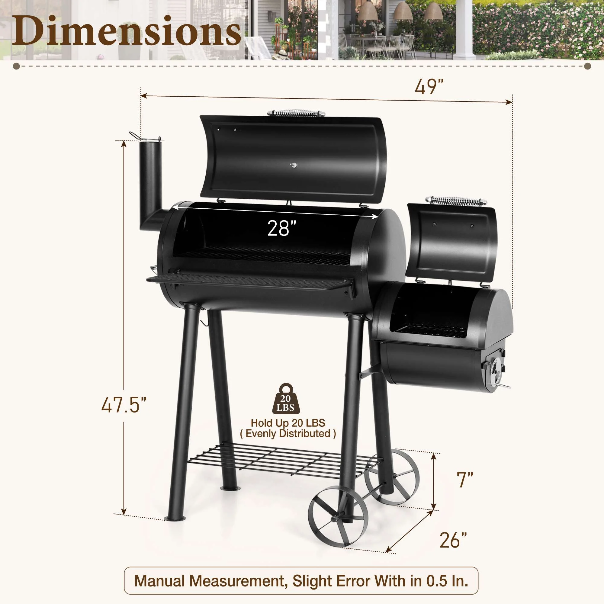 Summit Living Charcoal Grill with Offset Smoker 941 sq.in. Extra Large BBQ Grill Black - Image 19