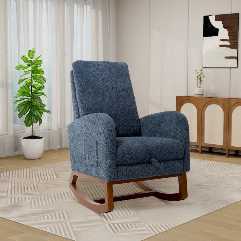 Ergonomic High Back Rocking Chair with Adjustable Footrest