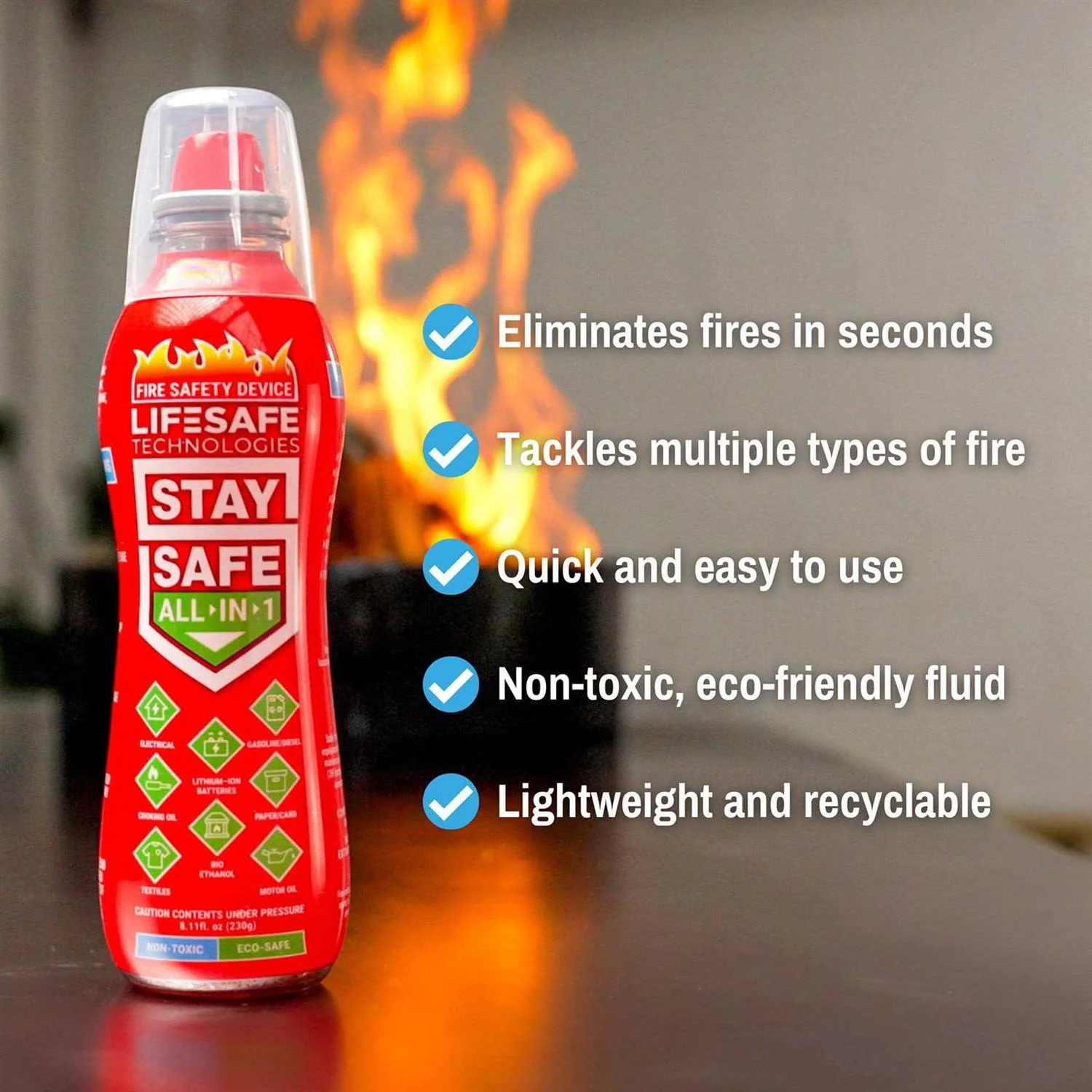 LifeSafe Technologies StaySafe All-in-1 Fire Extinguisher - Image 3 LifeSafe Technologies StaySafe All-in-1 Fire Extinguisher - Image 3