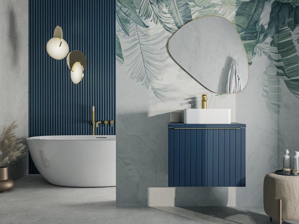 Mueble de baño suspendido azul - 60 cm - JOSEPHA