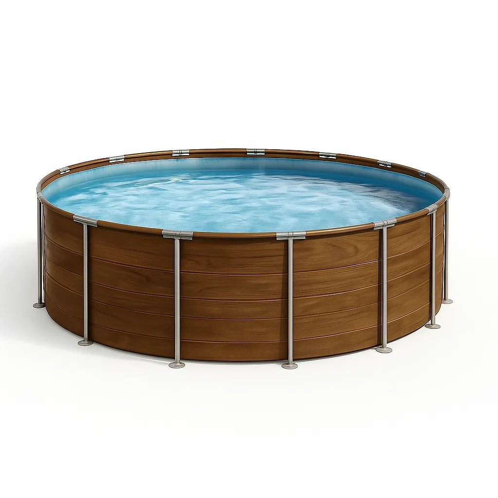 Piscina tubular redonda 298x96 cm color madera con filtro y escalera jzWeJss247RF