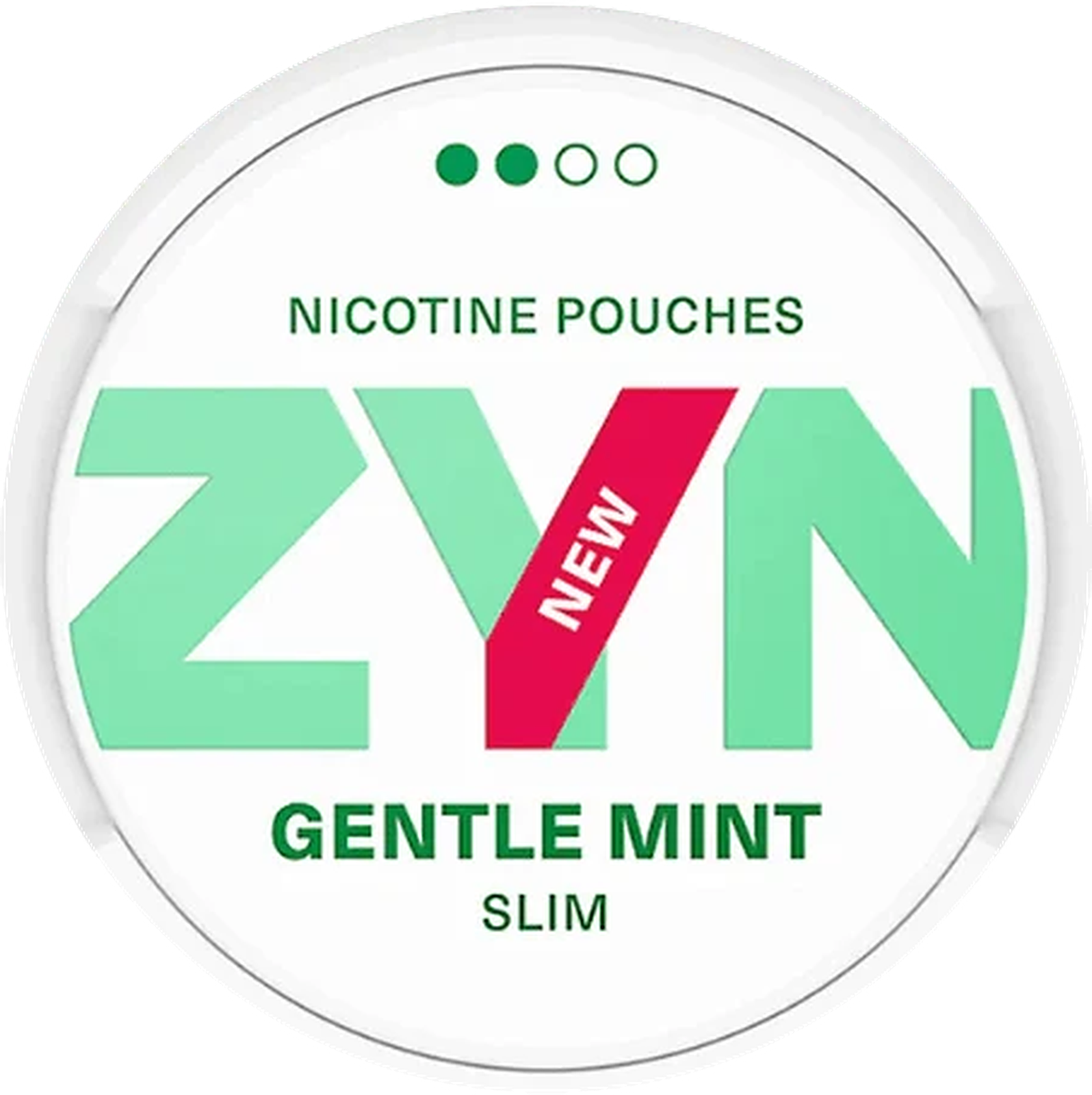 ZYN Gentle Mint 6.5mg nicotine pouches — Slim Moist Pouch can with 20 strong gentle mint pouches