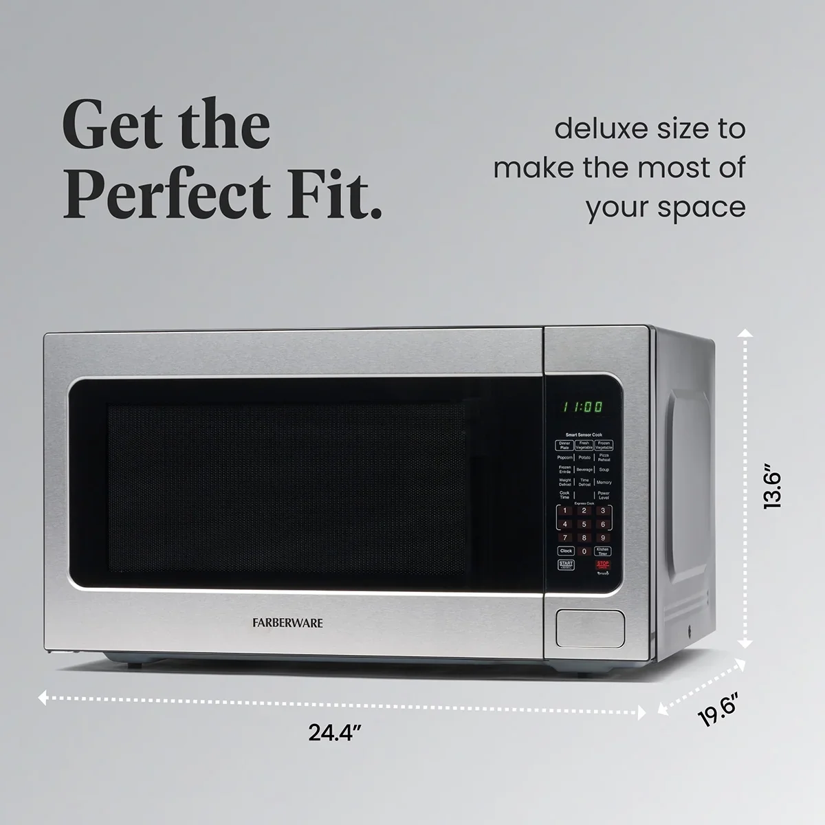 Farberware FMGZ09BKA 0.9 Cu. Ft. Microwave Oven, 900W, Digital Control, LED Display, 6 Cooking Presets, Black