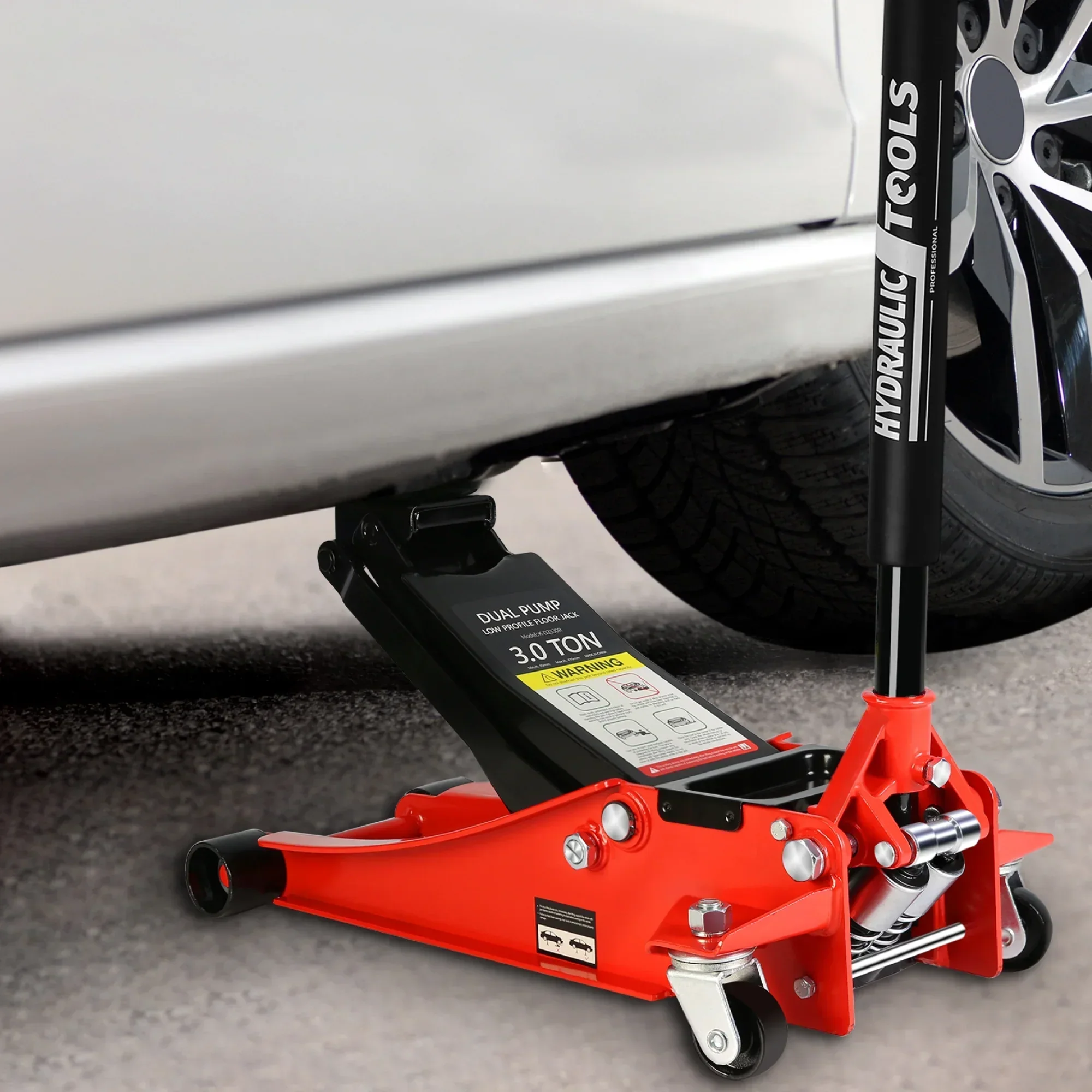 Seizeen Low Profile 3 Ton 6600 lbs Trolley Jack With Dual Lift Pump - Red - Image 2 Seizeen Low Profile 3 Ton 6600 lbs Trolley Jack With Dual Lift Pump - Red - Image 2