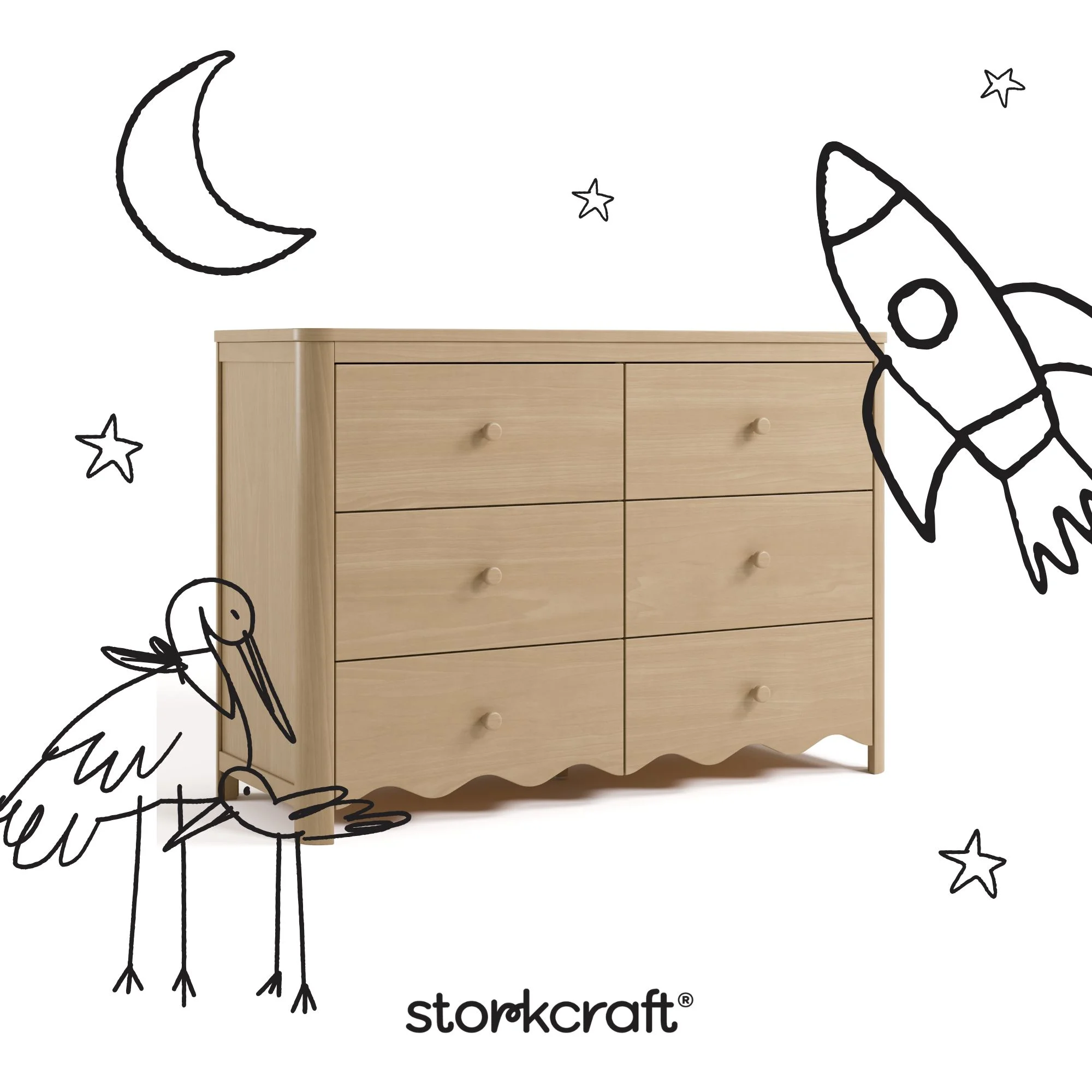 Storkcraft Casablanca 6 Drawer Nursery Dresser, Sage - Image 47