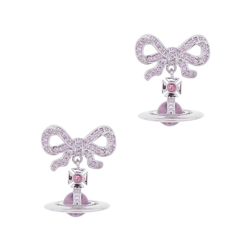 Vivienne Westwood Bowknot Crystal Saturn Earrings - Original Replica Club