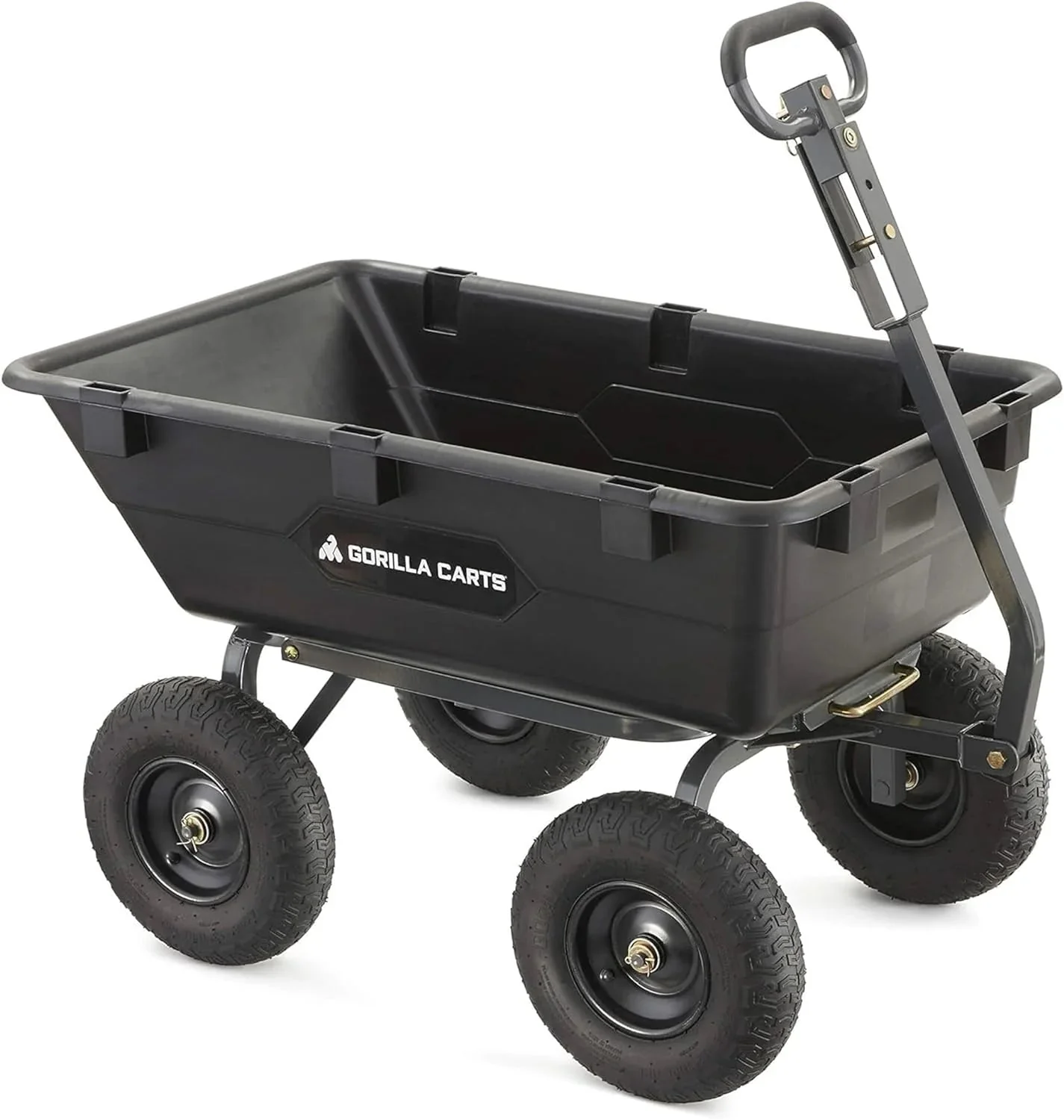 Heavy Duty Poly Utility Dump Wagon Garden Cart w/Pneumatic Tires, 6 Cu Ft - 1200 lb Capacity Outdoor Wheelbarrow for Yard, Landscaping & Gardening, Lawn Tractor or ATV Towable-Gorilla Carts