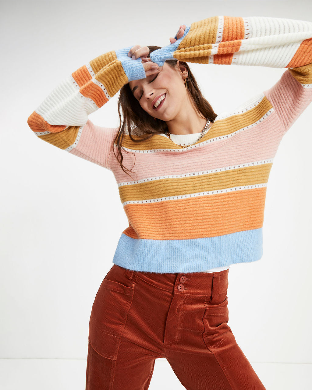 Outside The Lines Striped Knit Pullover Sweater - FINAL SALE - Se7enfashion