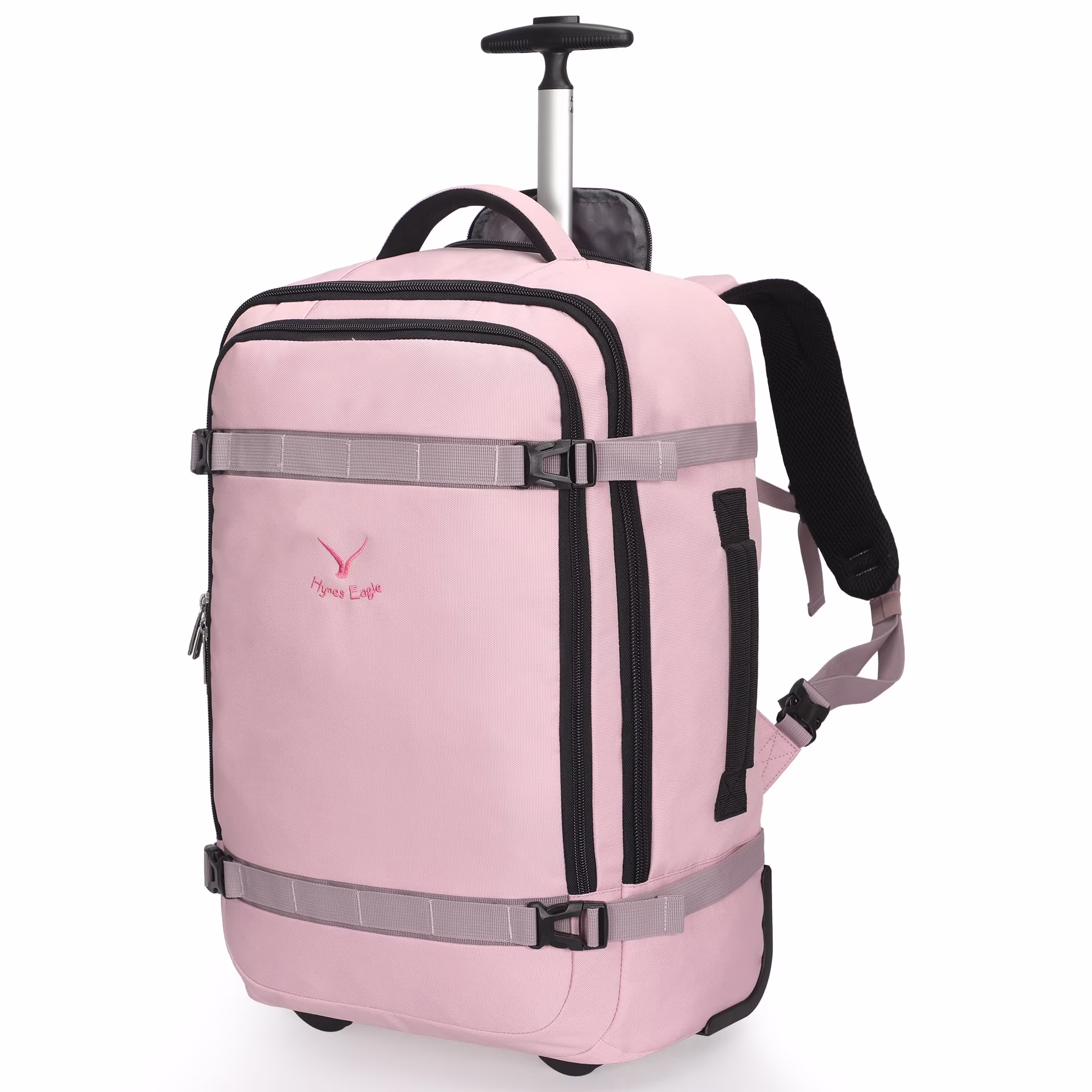 Hynes Eagle 22" Hybrid Carry-On Luggage, Softside Rolling Backpack, Grey - Image 5