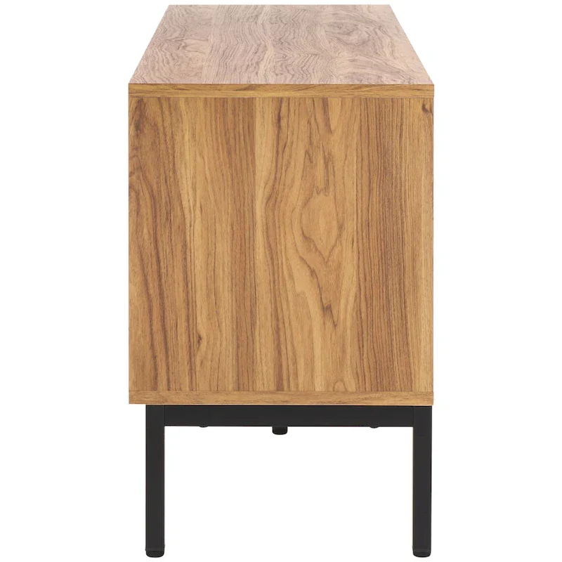Mid Century TV Stand with Tambour Doors and Storage Drawers