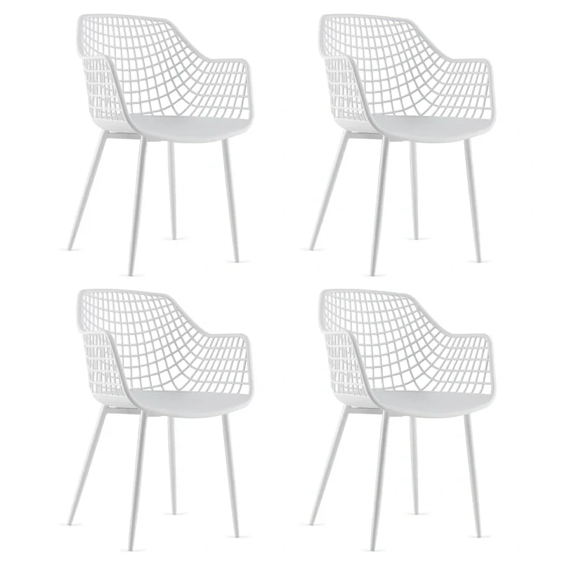 Set of 4 Modern Plastic Shell Dining Chairs with Metal Legs by Costway