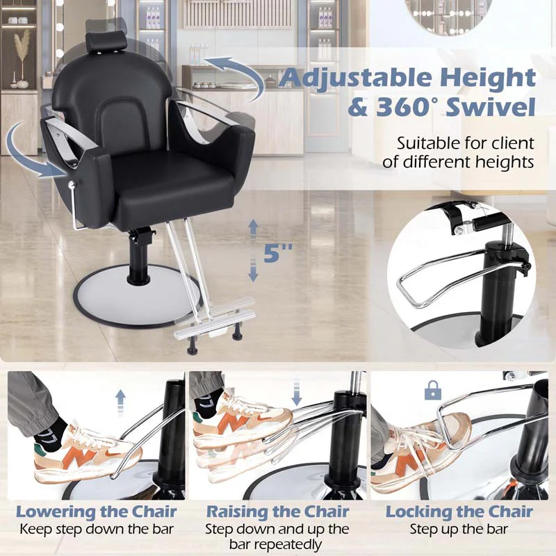 Eletriclife 360° Swivel Reclining Salon Chair for Hair Stylist