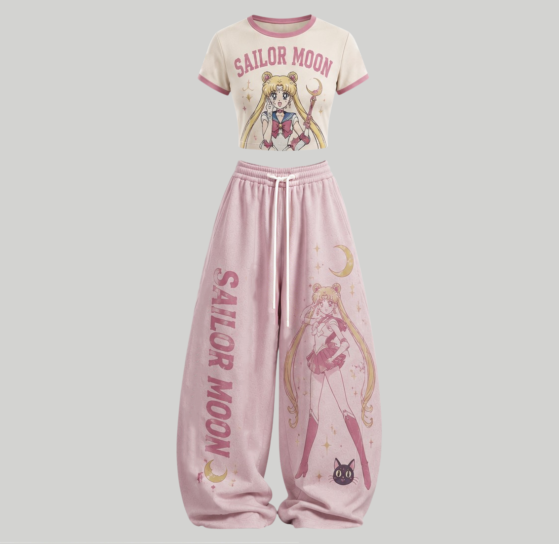 Sailor Moon Top & Elasticated Trousers Two-Piece Set