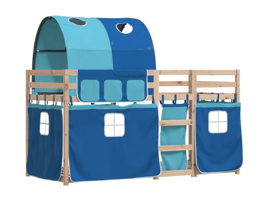 Litera con cortinas Hogarmini maciza de Hogarmini azul 90x200 cm 13209vkbj