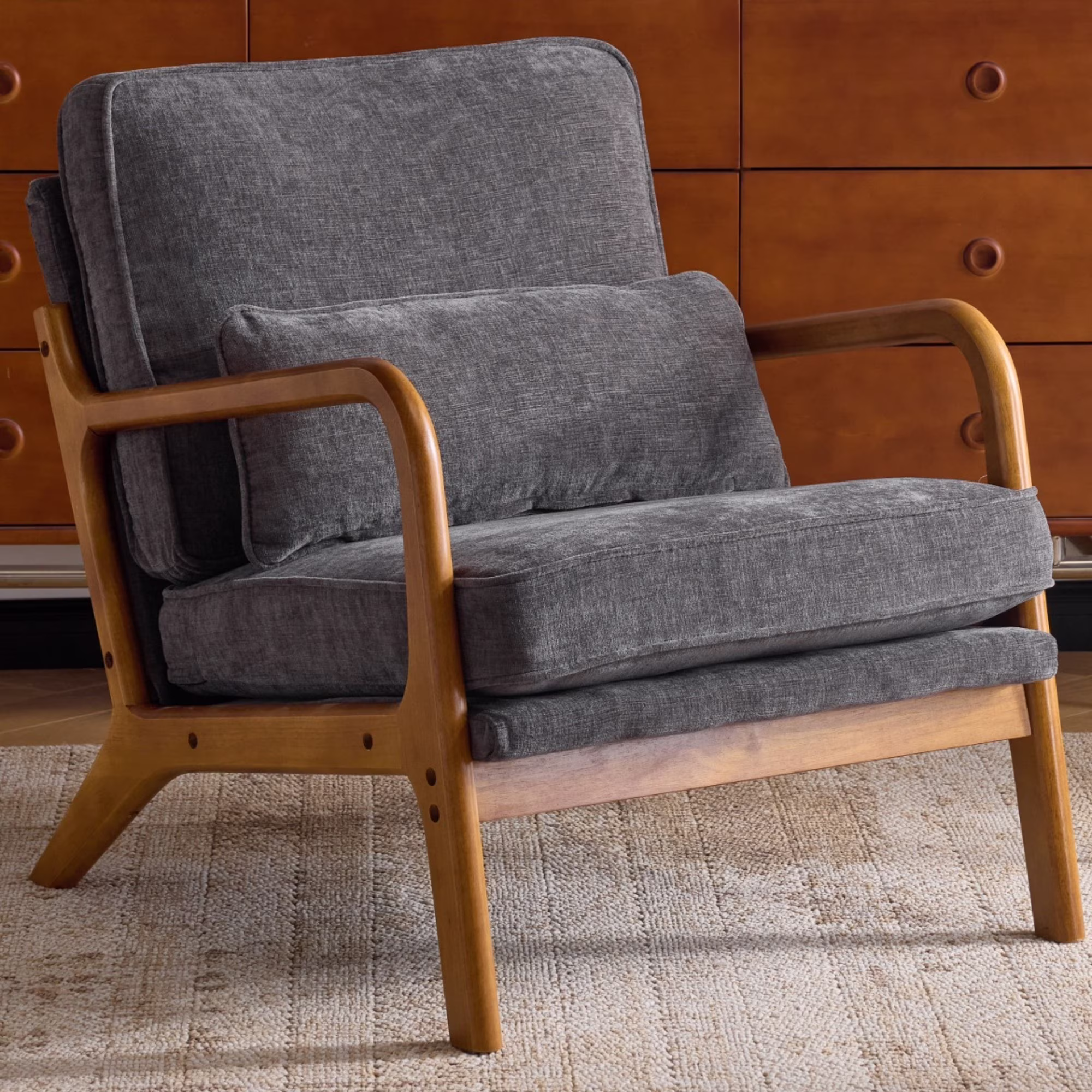 Ktaxon Accent Chair Corduroy Upholstered Armchair, Reading Club Chair with Pillow and Solid Wood Frame for Living Room Bedroom Furniture Off White - Image 35
