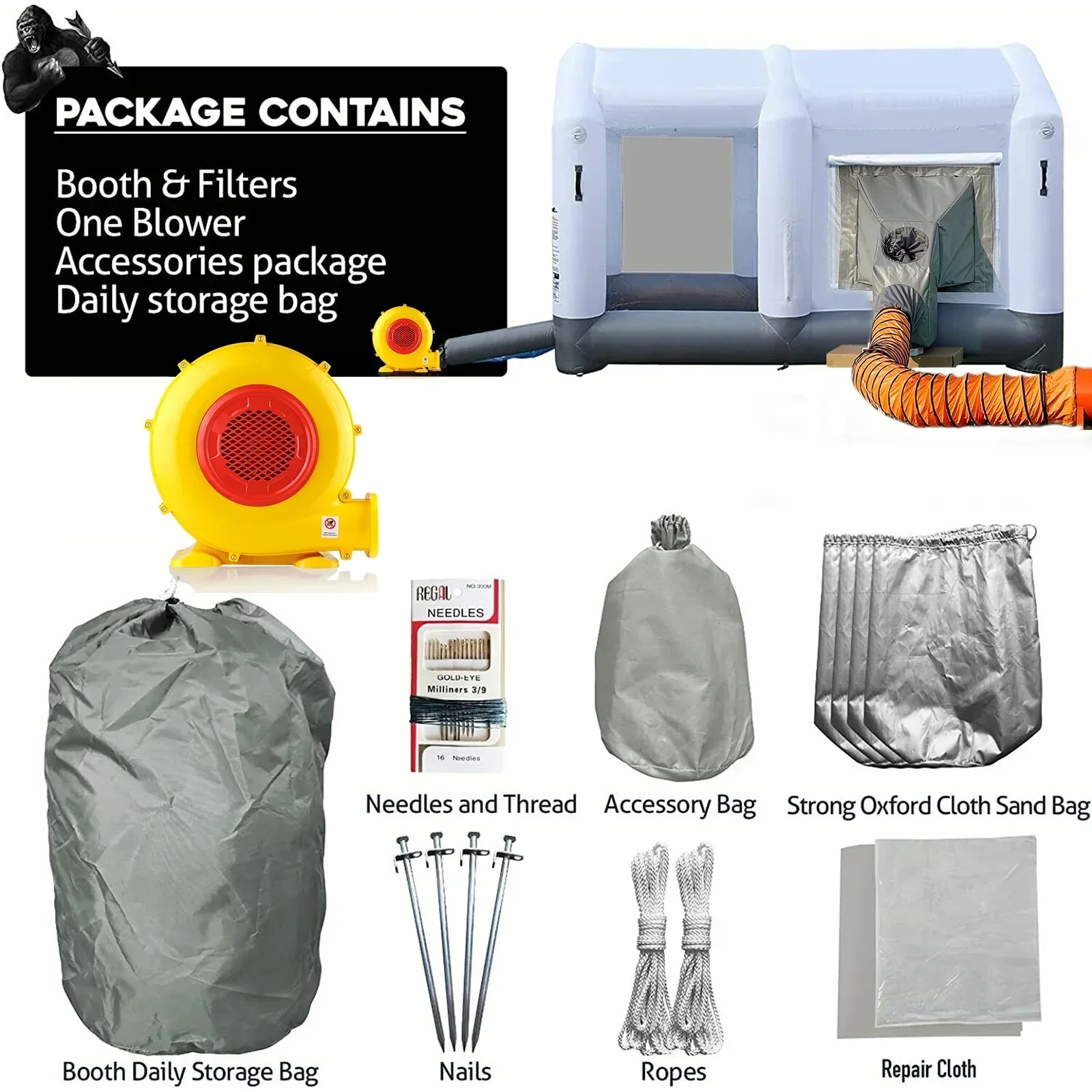 GORILLASPRO Portable Inflatable Paint Booth 13 x 10 x 8 Ft With 750W Blower - Image 8 GORILLASPRO Portable Inflatable Paint Booth 13 x 10 x 8 Ft With 750W Blower - Image 8