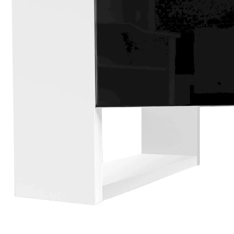 Contemporary Black 68.1" TV Stand with Fireplace and 2 Spacious Cabinets for TVs Up to 78"