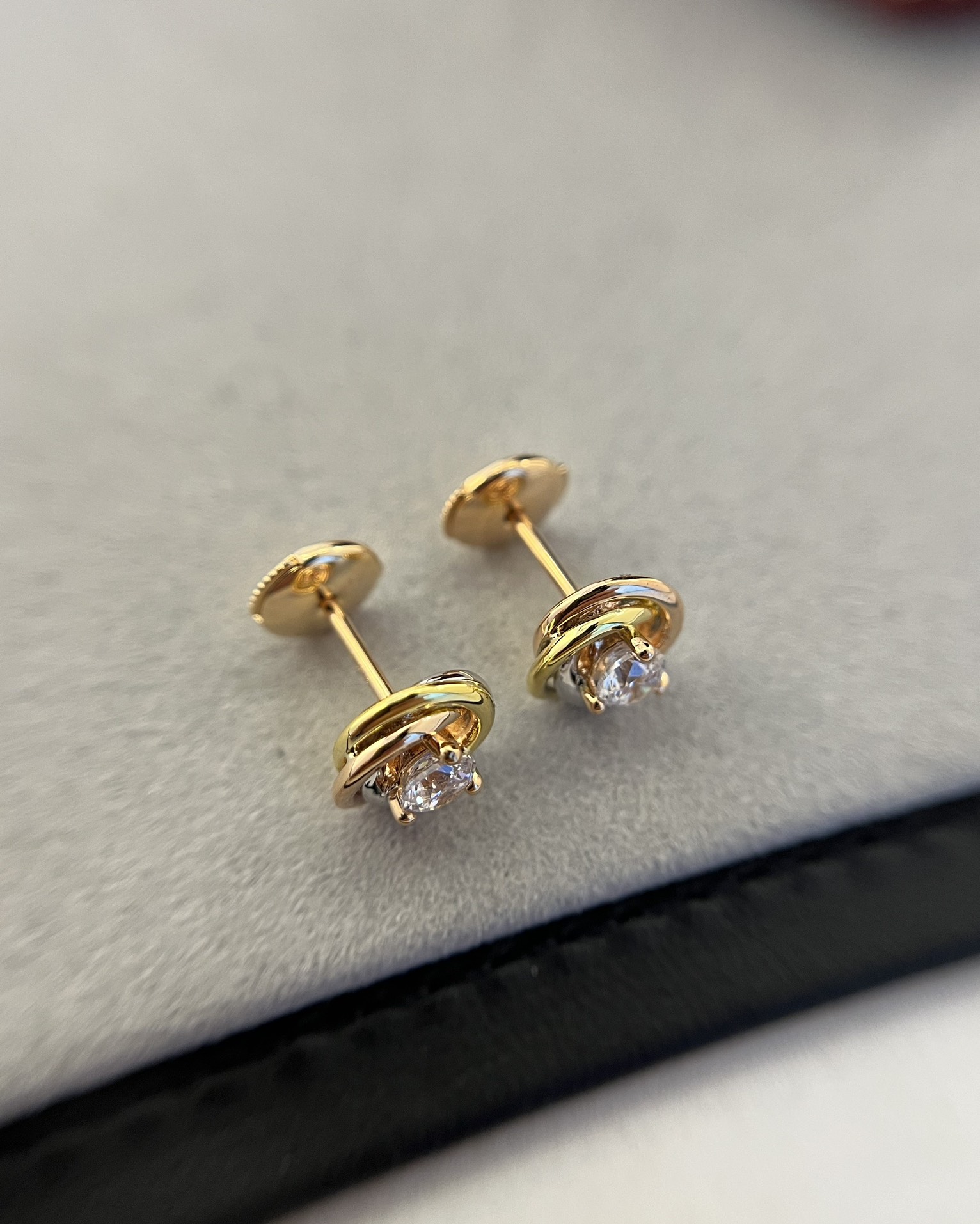 Cartier Trinity Stud Earrings, 2 Diamonds - Original Replica Club