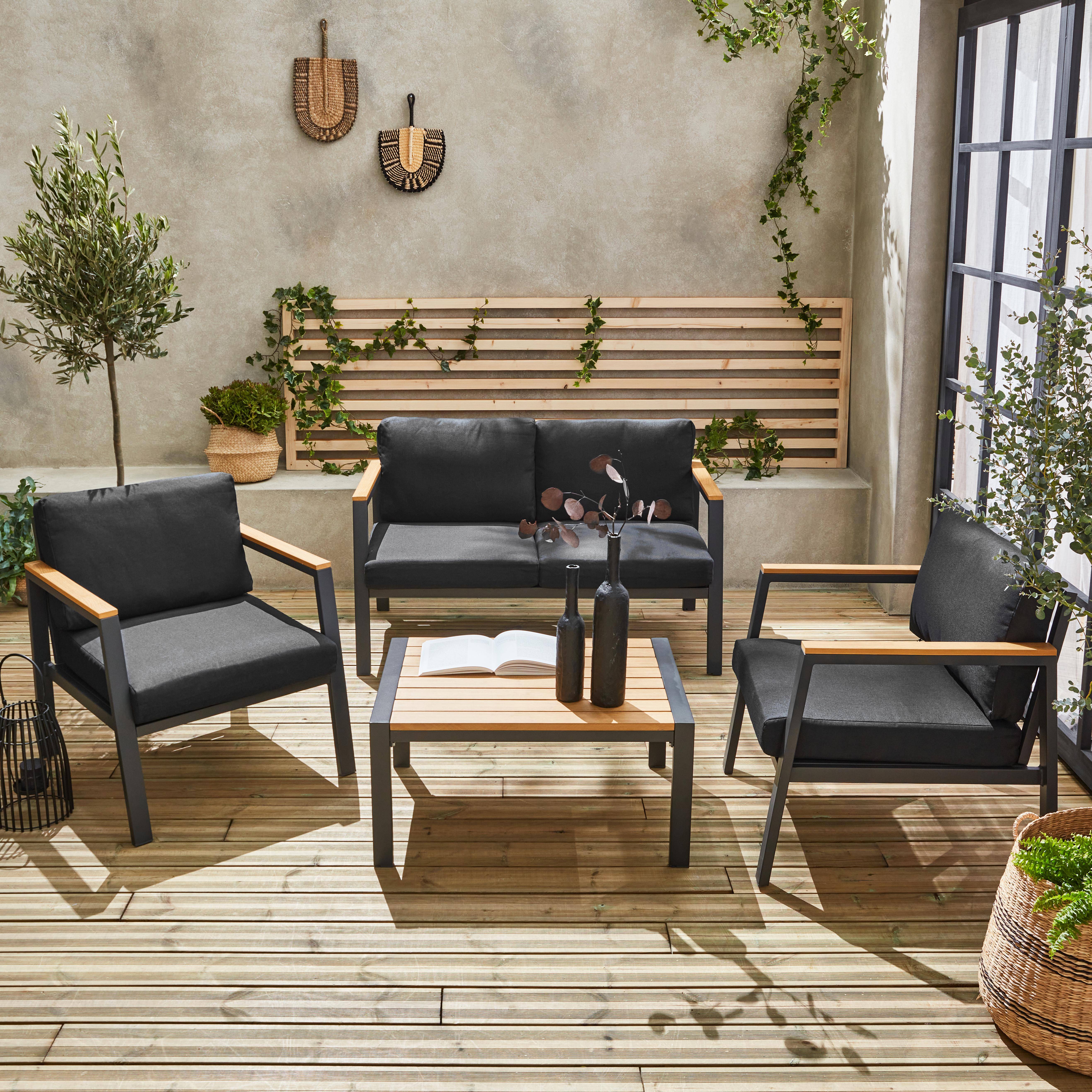 Casoria - Conjunto de jardín en aluminio y polywood, 4 plazas