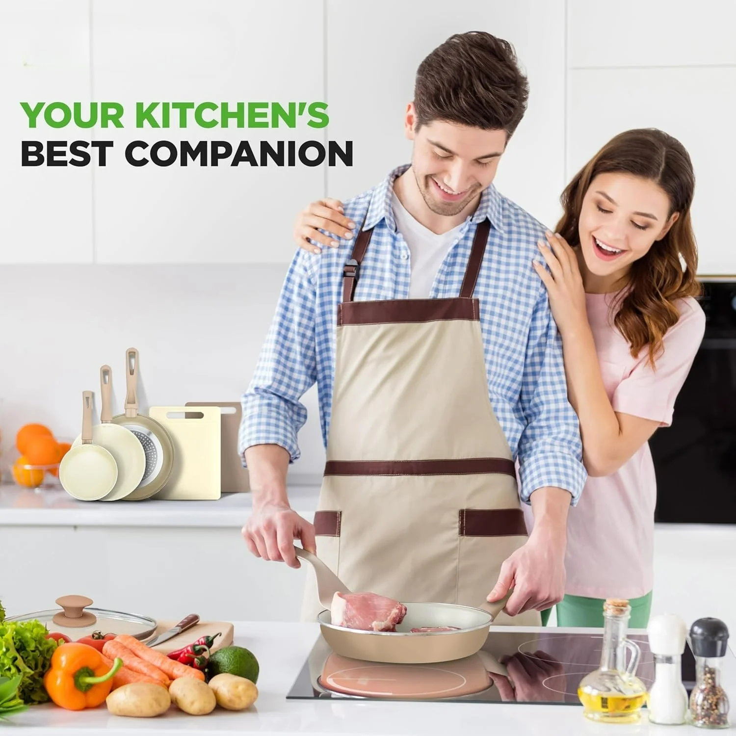 54-Piece Kitchen Cookware Set -C Complete Non-Stick Ceramic Pots and Pans Set with Utensils, Bakeware, and Knife Set, Gas, Electric & Induction Compatible, Blush Pink Kitchen Essentials - Image 27