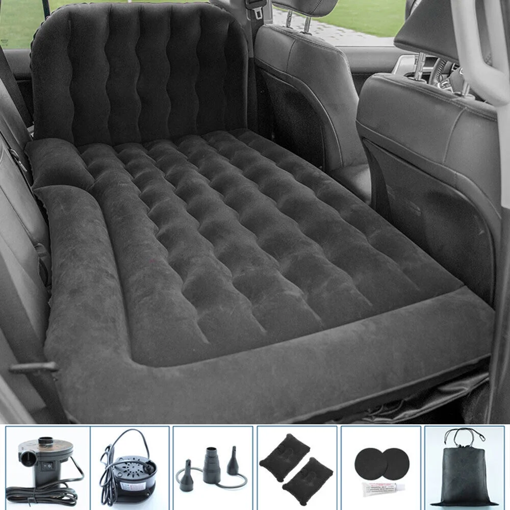 Auto Car Air Mattress Travel Bed PVC Flocking Inflatable Camping Bed with 2 Pillows - Image 3