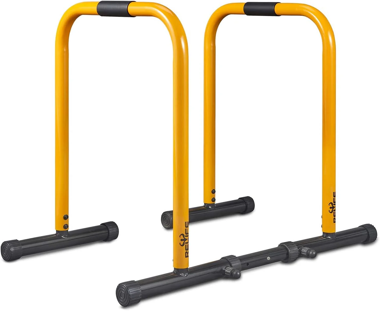 Relife Sports Dip Stand Station with Adjustable Height 300lb Dip Bar for Home Gym, Yellow - Image 2