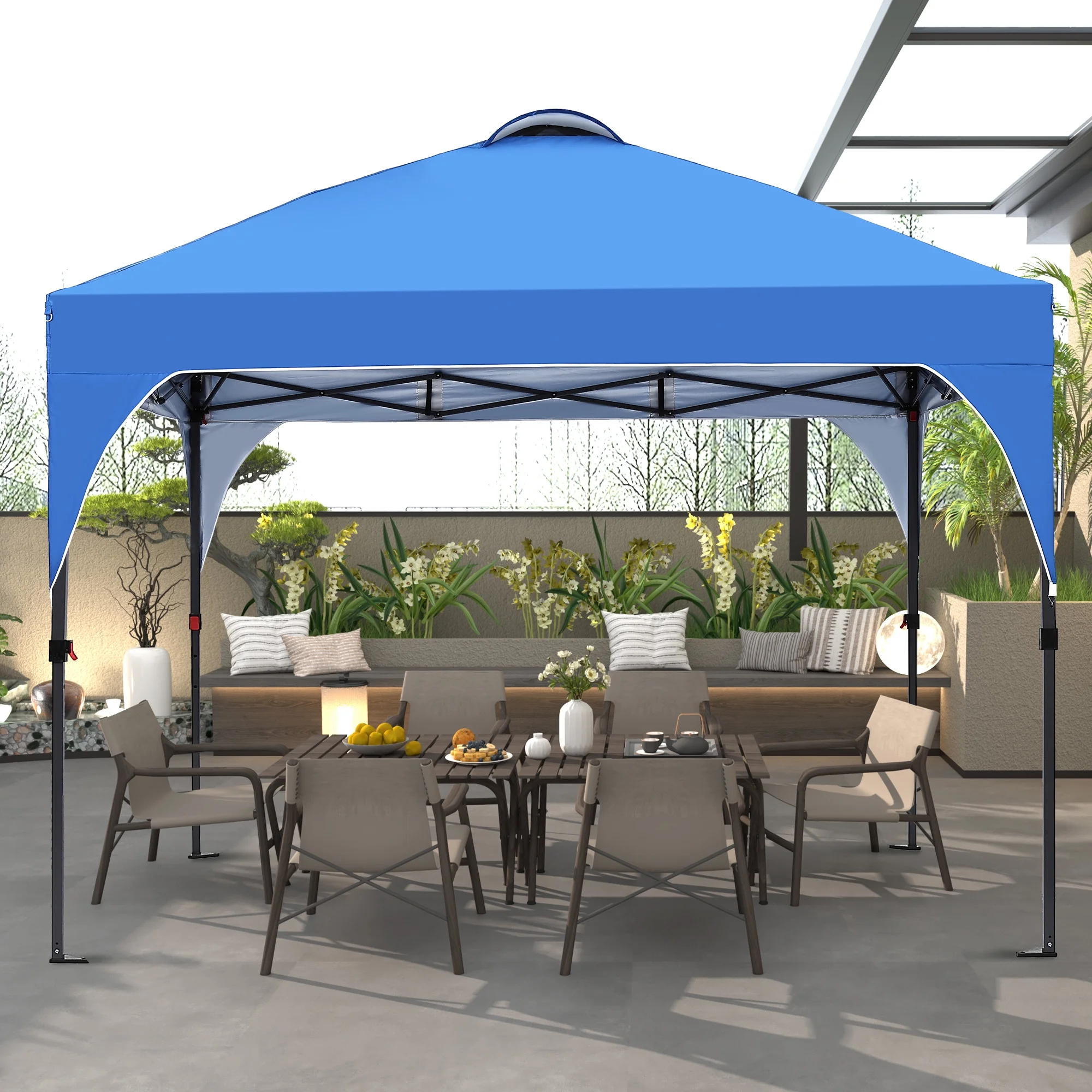 Ainfox 8'x8' Pop Up Canopy Tent, Easy-Setup Gazebo, Outdoor Canopy with 3 Adjustable Heights for Events, Parties, Camping, Blue - Image 6