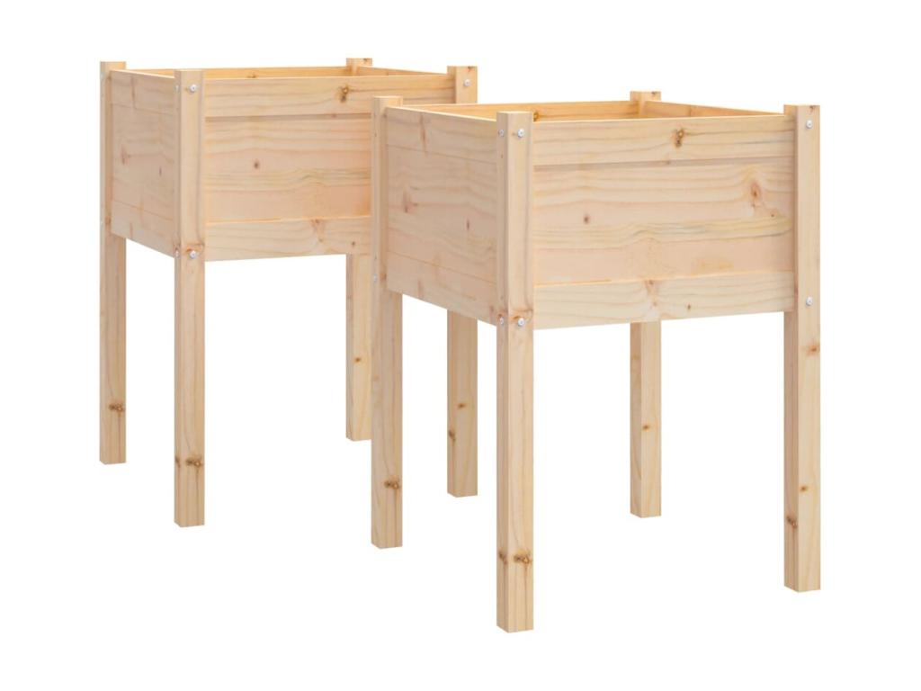 Jardineras de exterior 2 piezas 50x50x70 cm madera maciza de pino