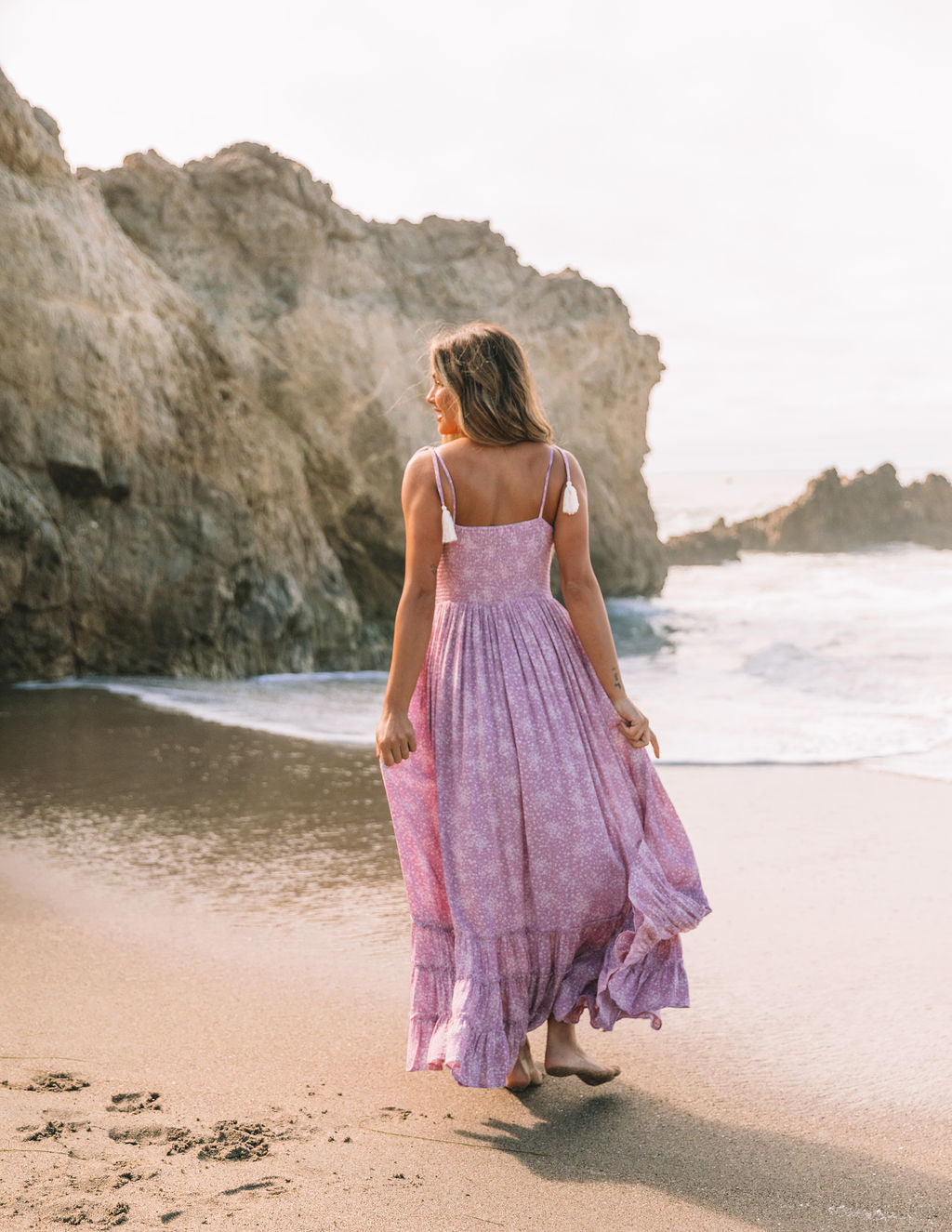 Bradlea Smocked Tassel Tie Maxi Dress - Lilac - SALE - Se7enfashion