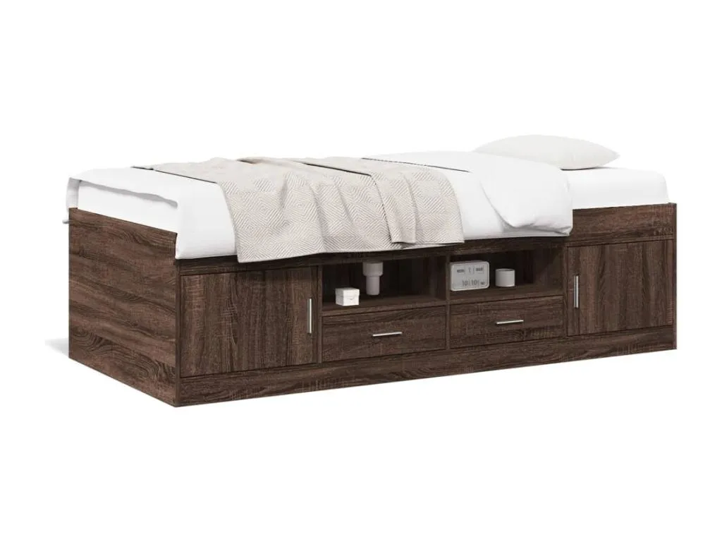 Sofá cama con cajones sin colchón Jmmhogar marrón 90x200 cm