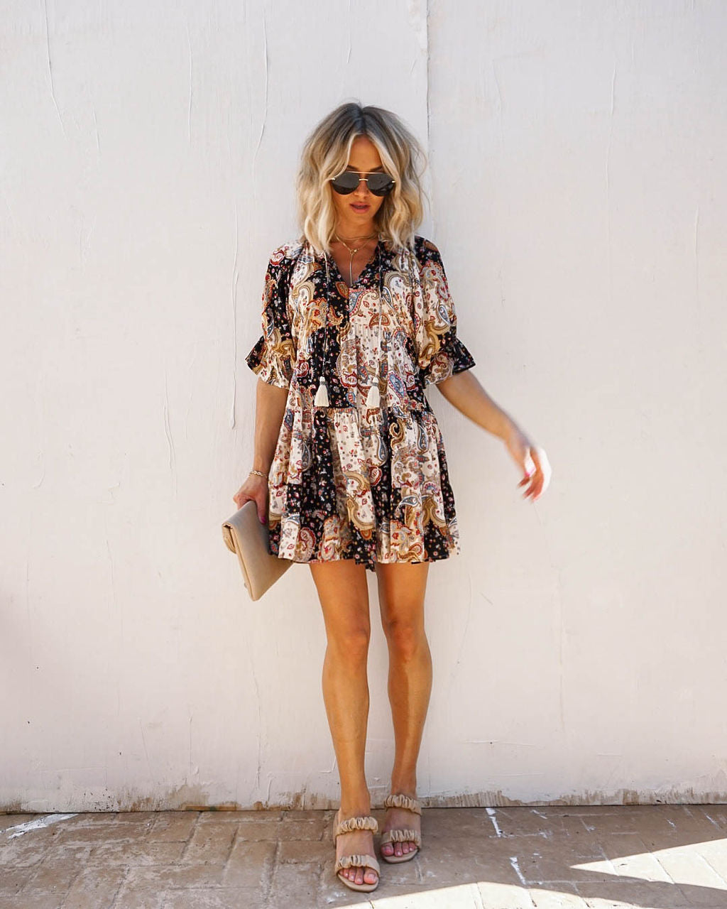Dare To Dream Paisley Tassel Tie Babydoll Dress - FINAL SALE - Se7enfashion