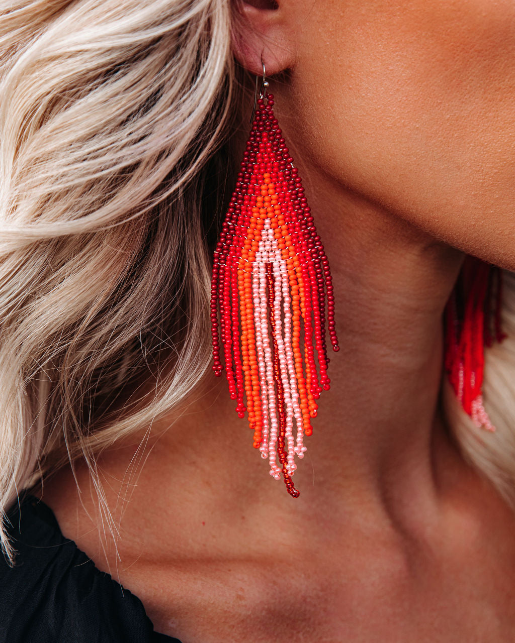 Shashi - Wild Side Beaded Fringe Earrings - Se7enfashion