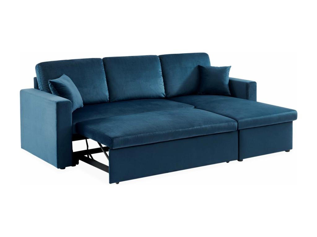 Sofá cama de terciopelo de 3 plazas aceite azul