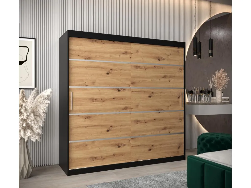 ARMARIO Jmmhogar 1 DE PUERTAS CORREDERAS 200/200/62 2 puertas (negro/artisan)