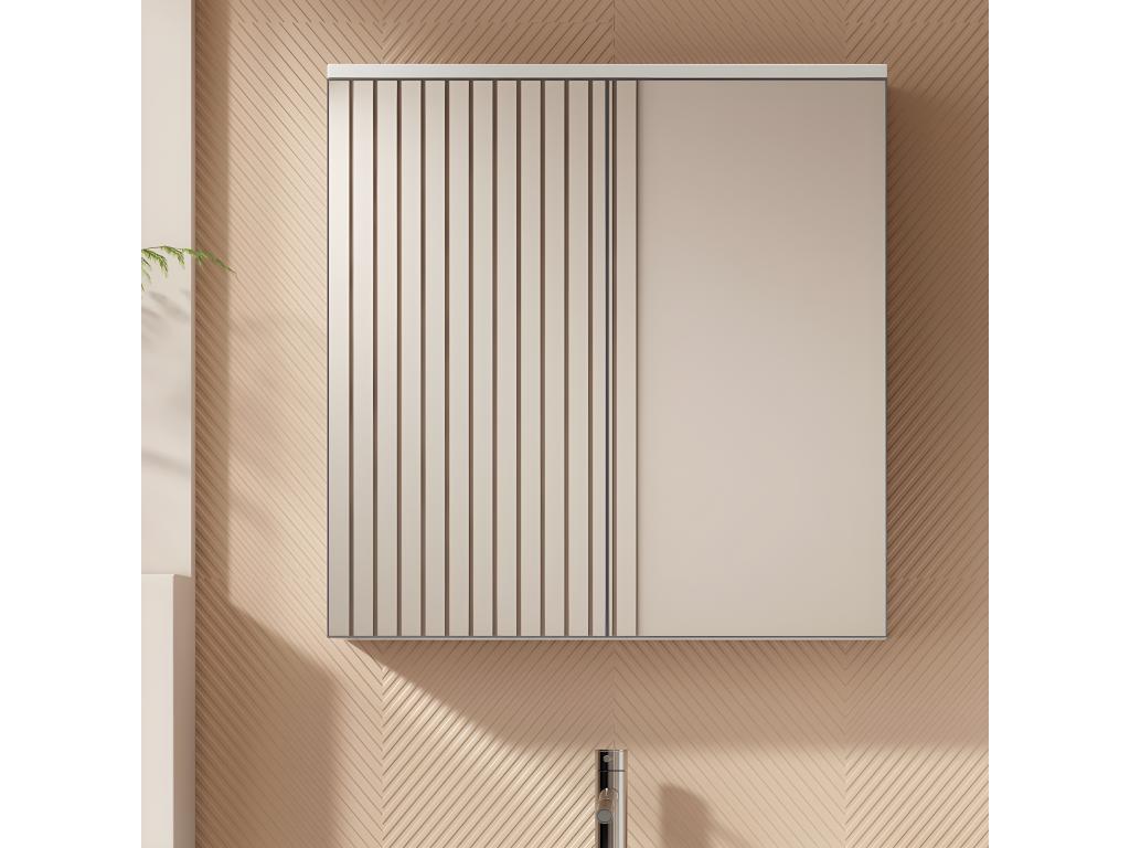 Mueble de baño con 2 puertas y espejo - 58,5 x 14 x 60 cm - madera MDF - Tucasago