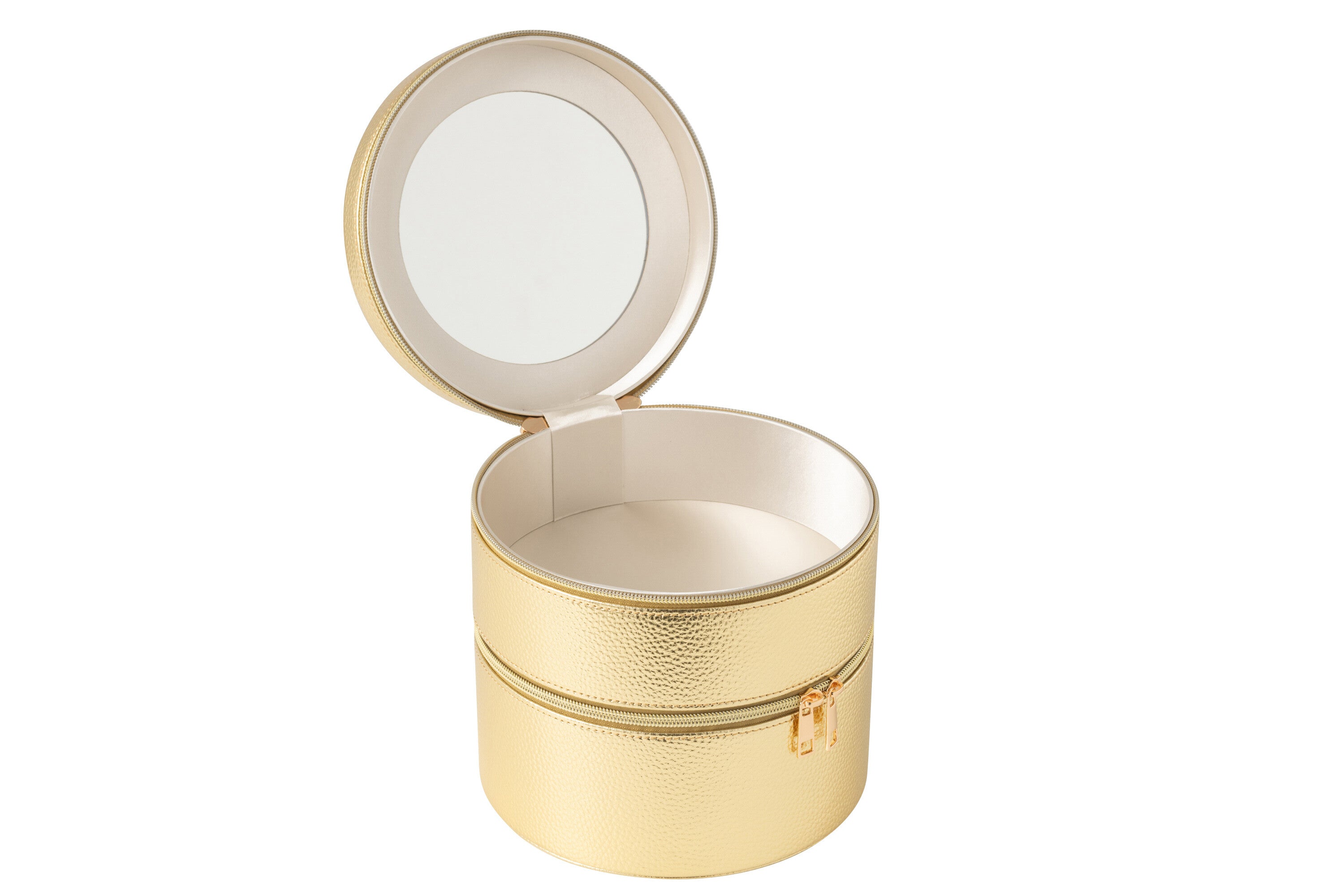 J-Line toilettas Rond + spiegel - karton kunstleder - goud