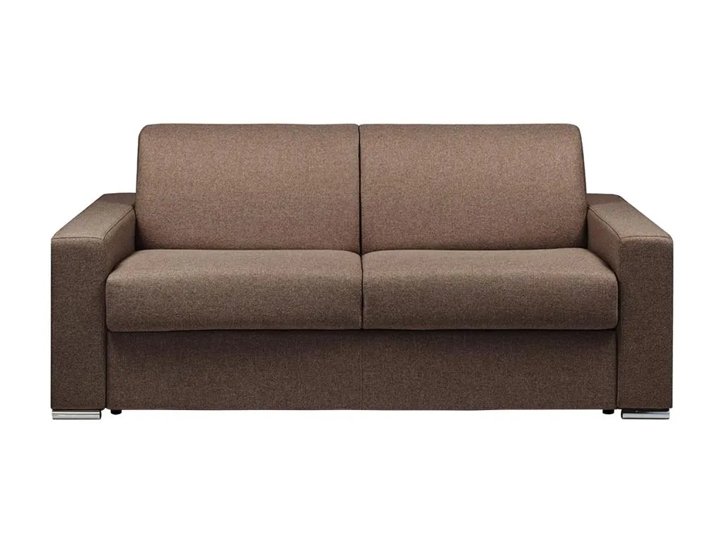 Sofá cama de 3 plazas de tela de apertura rápida Cosinor - marrón - somier de láminas de 140 cm - colchón de 18 cm con memoria de forma yie134083