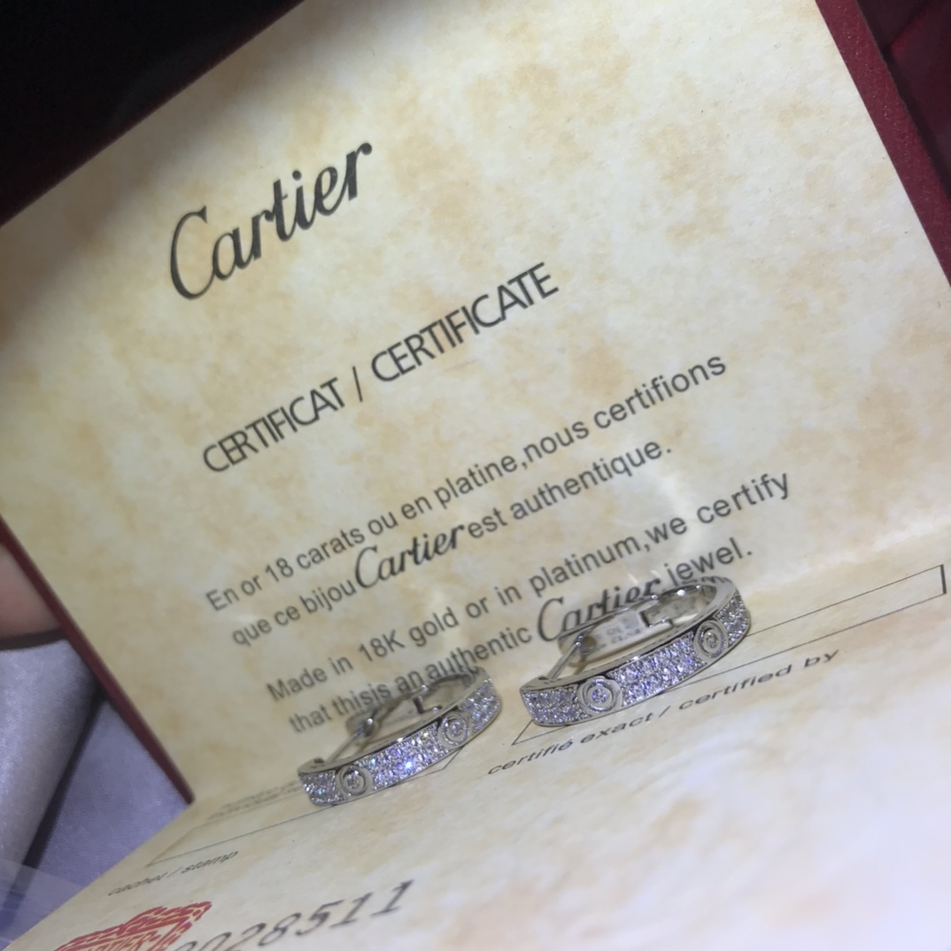 Cartier LEVE Full Paved Diamond Hoop Earrings - Original Replica Club