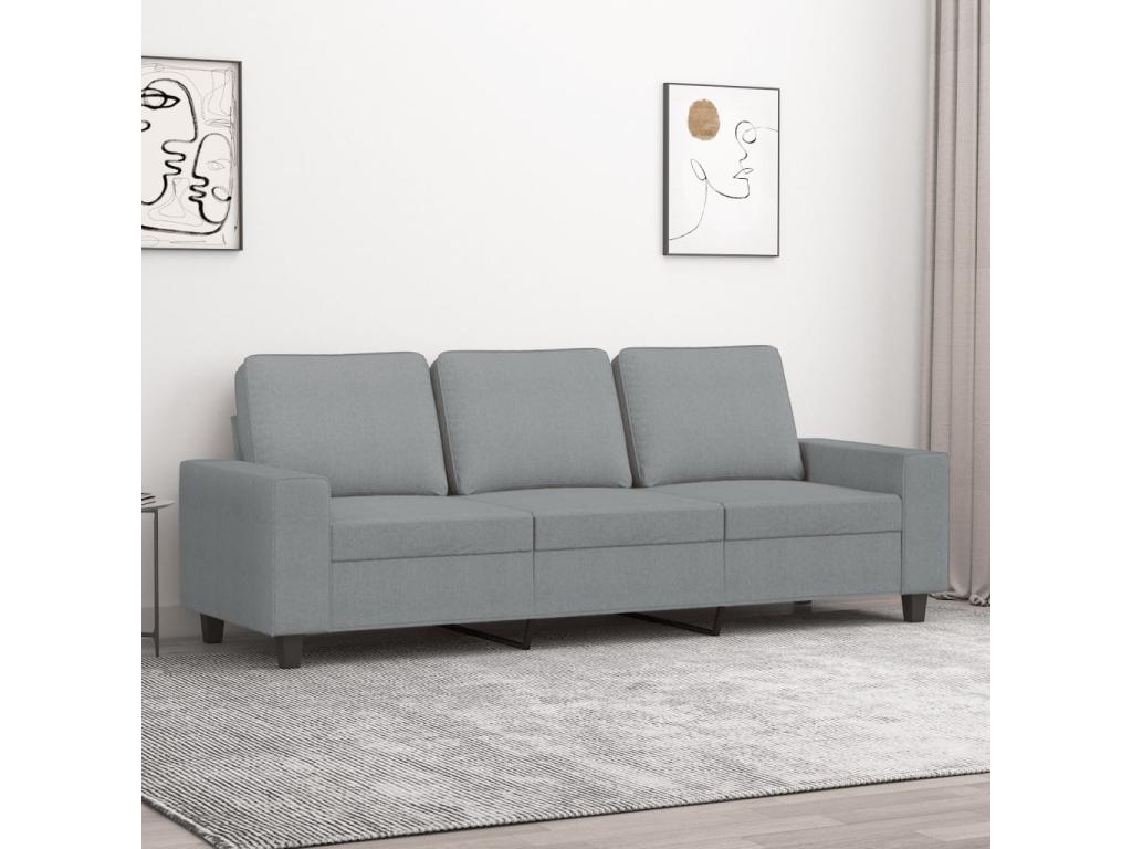 Sofá de 3 plazas de tela gris claro 180 cm