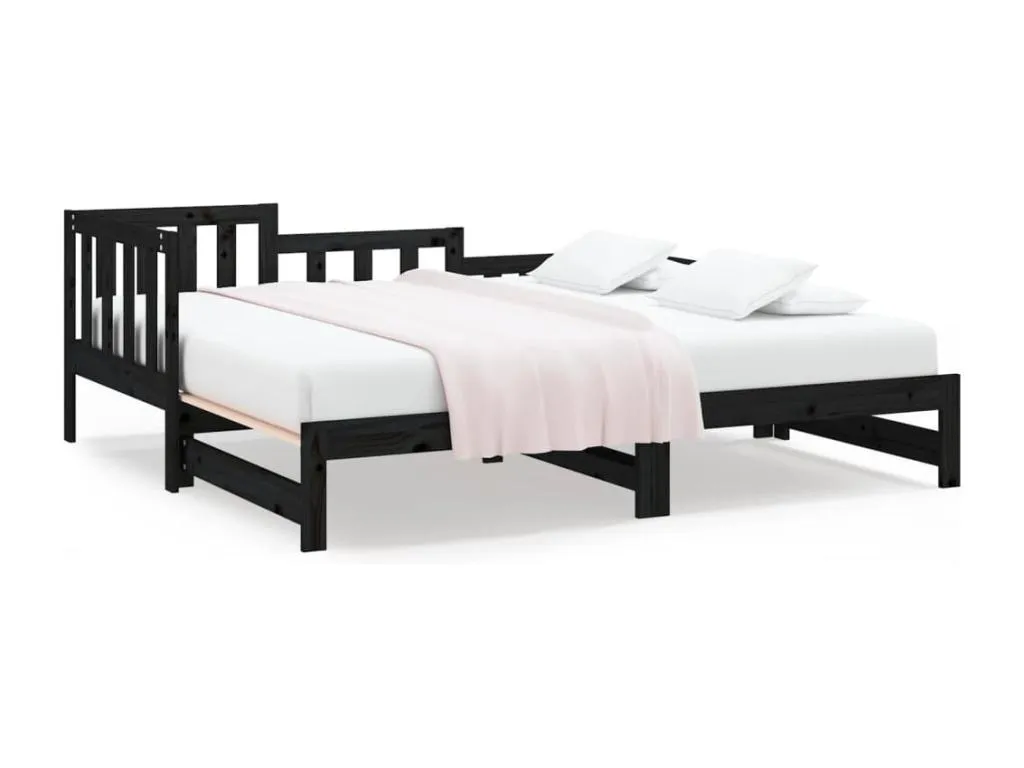 Sofá cama extraíble Lluesmamuebles maciza de Lluesmamuebles negro 2x(90x190) cm