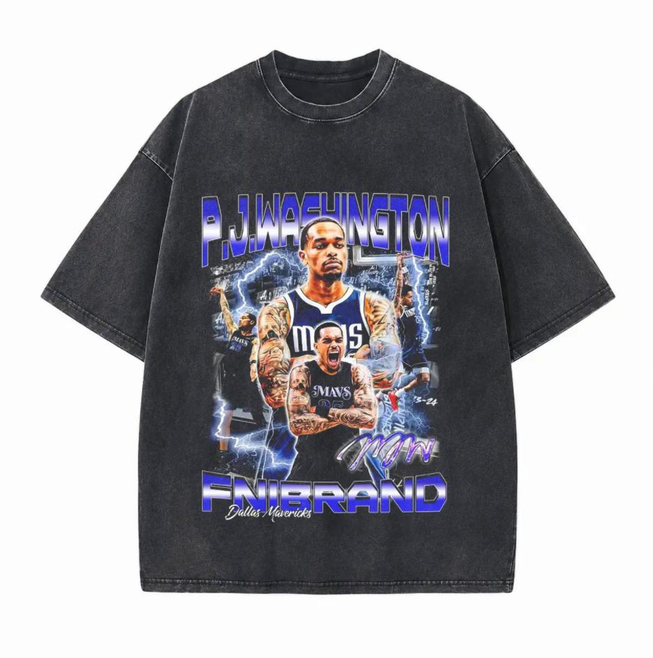 Basketball Player Blue Collage Printed Unisex Washed T-Shirt