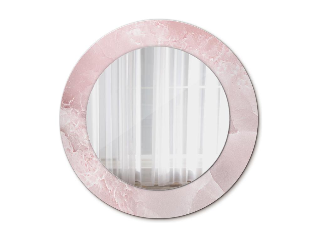 Espejo decorativo redondo - Piedra rosa - 50 cm