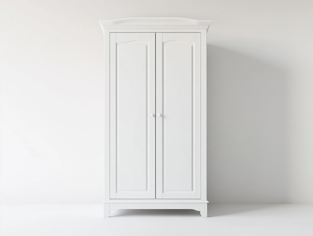 Armario de madera blanco de 180x100x55 cm para dormitorio con puertas dobles estilo clásico almacenaje elegante