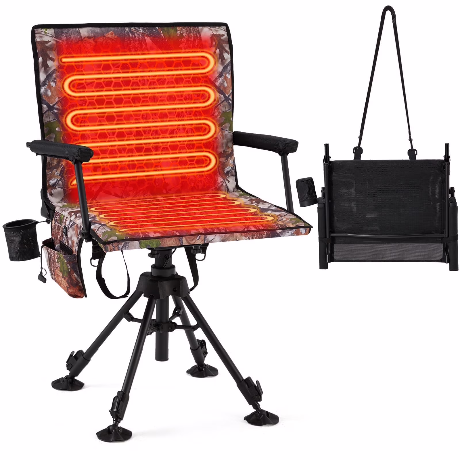 Danrelax 360- Silent Camo Hunting Blind Chair, Armrests, Side Pouch, Telescopic Legs - Image 16