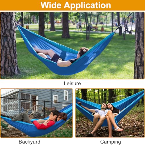 Portable Lightweight Nylon Parachute Camping Hammock Equipped with Tree Straps