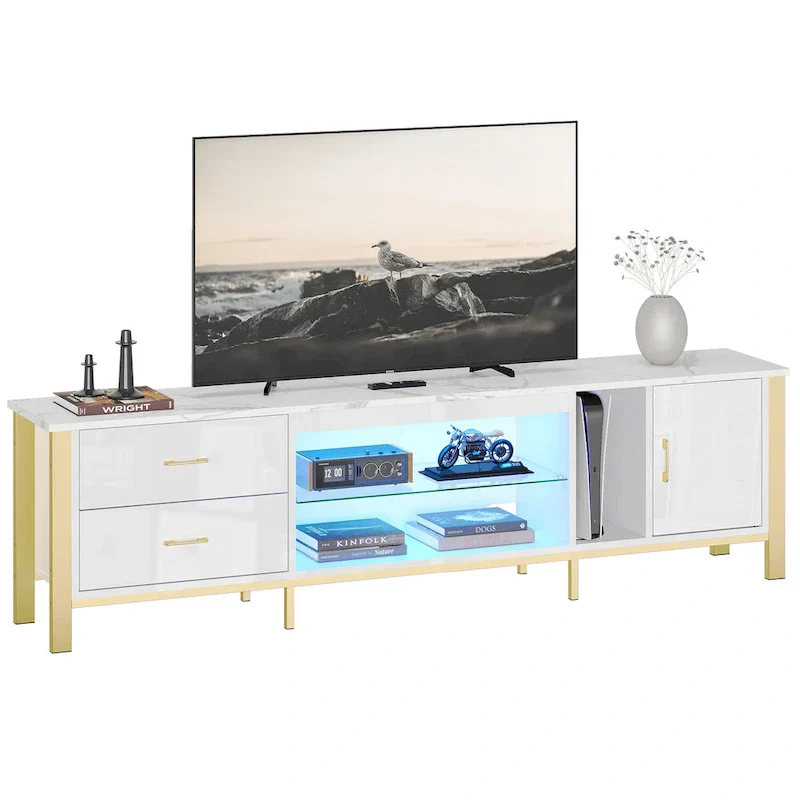 Contemporary 80-Inch TV Stand for 75/80/85 Inch TVs with 2 Drawers