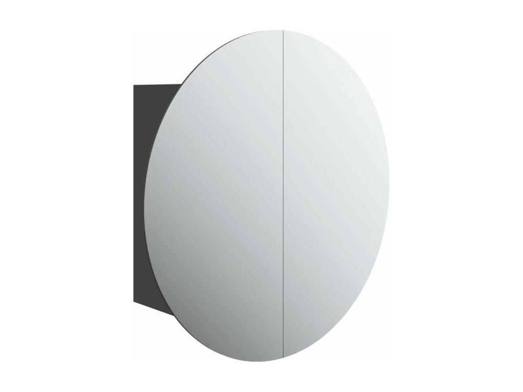 Armario de baño con espejo redondo y LED negro 47x47x17 - 5 cm