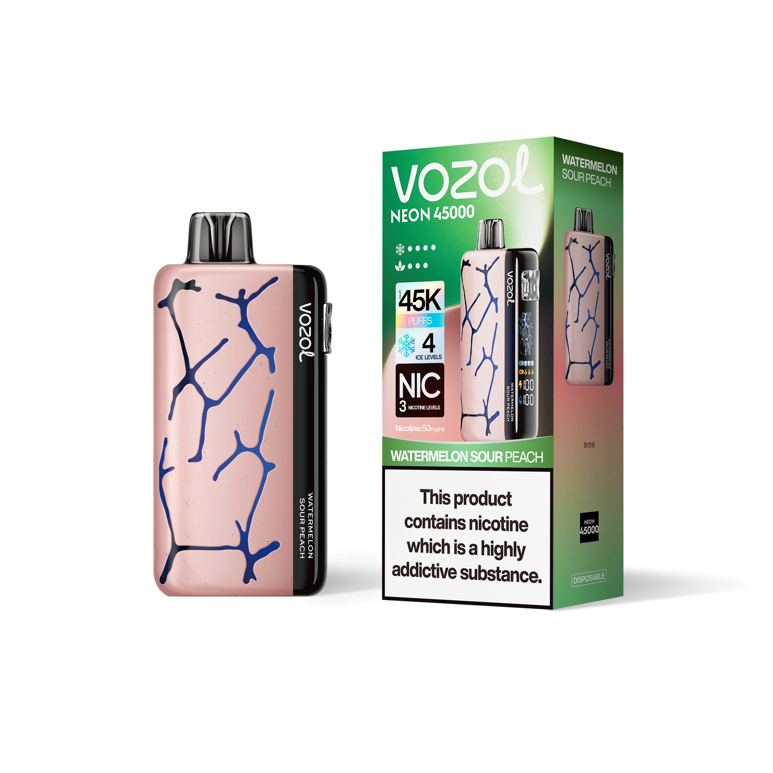 VOZOL NEON 45K kertakäyttöinen sähkötupakka (kaikki maut)