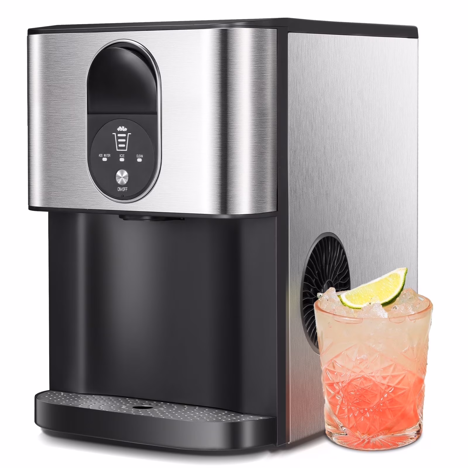 Moifoi Nugget Ice Maker,Culb in 6Mins, 44 lbs/24 H, Auto-Cleaning Portable Ice Machine with Basket & Scoop, Black