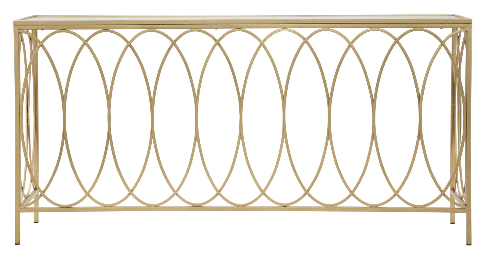 Mauro Ferretti Arc similmarble Console in goud metaal met spiegelblad